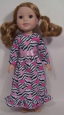 Zebra Stripes Heart Nightgown Doll Clothes For Wellie Wisher Wishers 14" Debs 