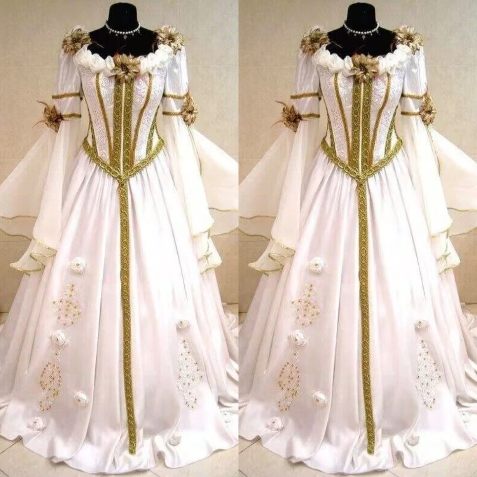 Viktorianisches Gotisches Hochzeitskleid Vintage Organza Puff Ärmel Brautkleider - Bild 1 von 4