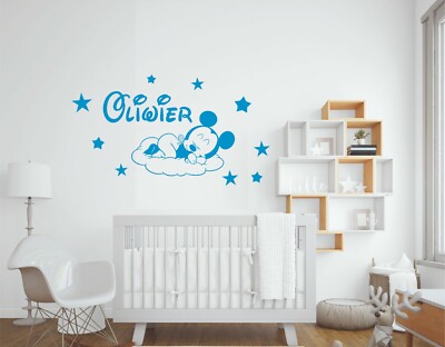 Baby Mickey Mouse Custom Kids Name Room Wall Sticker Disney Font Ebay