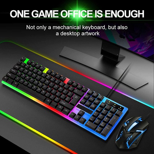 Gaming Keyboard Mouse Set USB Rainbow RGB LED Wired For PC Laptop PS5 Xbox One~~ - Picture 4 of 11