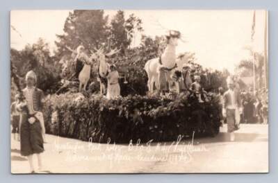 Huntington Park California Elks Lodge Parade Float RPPC Pasadena Rosebowl 1924