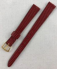 Vintage Speidel Genuine Lizard Skin Leather 11mm Non Stitched Red Watch Band W35