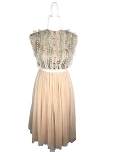 needle & thread embroidered bodice tulle midi dress in graphite