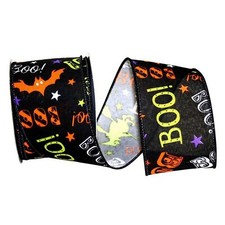 1.5in. Wide Boo Bats Halloween Wired Edge Ribbon - 10 Yards 56000502 