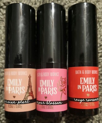 3 BATH & BODY WORKS EMILY IN PARIS ROUGE, PEARL & BLOSSOM LIP STICK Lmtd. Edtn.