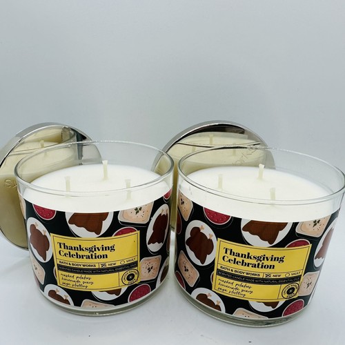 2 Bath & Body Works THANKSGIVING CELEBRATION Large 3-Wick Scented Candle 14.5 oz - Picture 4 of 7