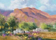 TOM HAAS painting 'Arizona Beehives' oil 9"x12" Arizona woods mountains flowers