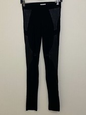 Helmut Lang Lamb Leather Paneled Leggings Women's Size 00 Black Stretch Skinny