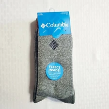 Men's Columbia Thermal Fleece Crew Socks Grey/Orange Size 6-12 RCS610MKSGY12PR