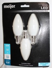 60w Replacement LED Frosted Candelabra Base Bulbs Dimmable Daylight 3-Pack