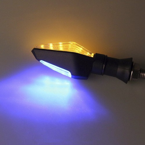 12LED Amber+Blue Motorcycle Turn Signal Indicator Light Blinker Universal US _ou - Picture 6 of 9