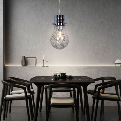 Hängelampe Pendelleuchte Pendellampe Glas Glühbirne Drahtgeflecht Flurleuchte - Bild 4 von 9