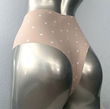 Victoria's Secret Thong Panty No Show Illusions Pale Berry Dot High Waist XL