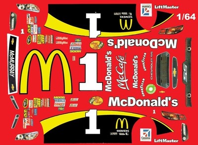 #1 Jamie MacMurray Mcdonald's Chevrolet 2014 1/64 Scale Slot Car Decals