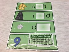 The Green Series - 48 Picture Strips with Movable Letters Montessori