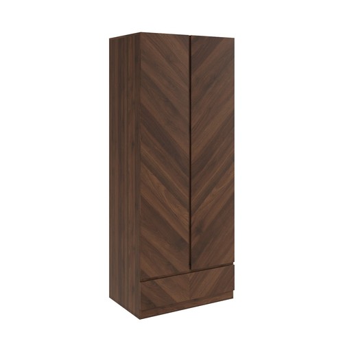 Catania 2 Door 1 Drawer Wardrobe Royal Walnut - Picture 5 of 8