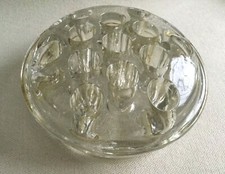 Vintage Antique Solid-Glass Footed Domed Flower Frog Arranger 13 Holes ON SALE 