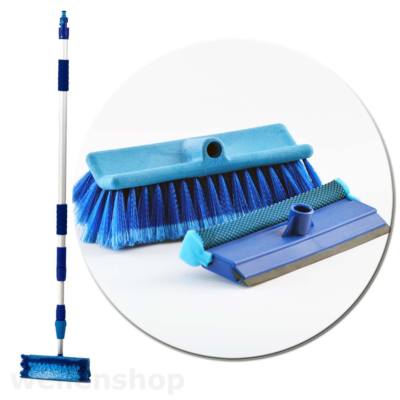 Waschbürste 146-300cm Teleskop 3-teilig Wasserdurchlauf Garten Auto Boot Caravan