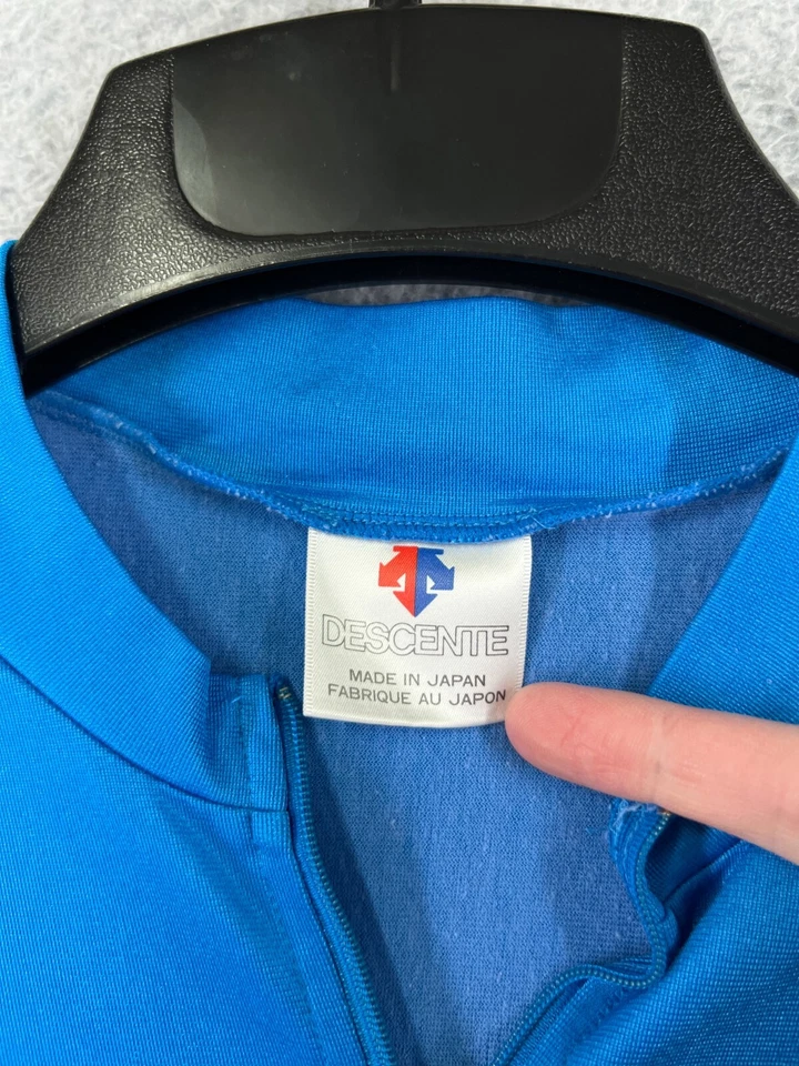 Camiseta deportiva de ciclismo Descente para mujer mediana roja blanca azul hecha en Japón 1/4 cremallera poliéster Foto 3 de 4