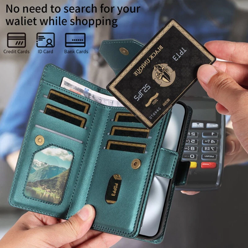 Lujosa Funda Protectora Cartera con Enchufe Multi Tarjeta Para OnePlus 3/3T/1+X/1+2 Estuche Foto 3 de 4