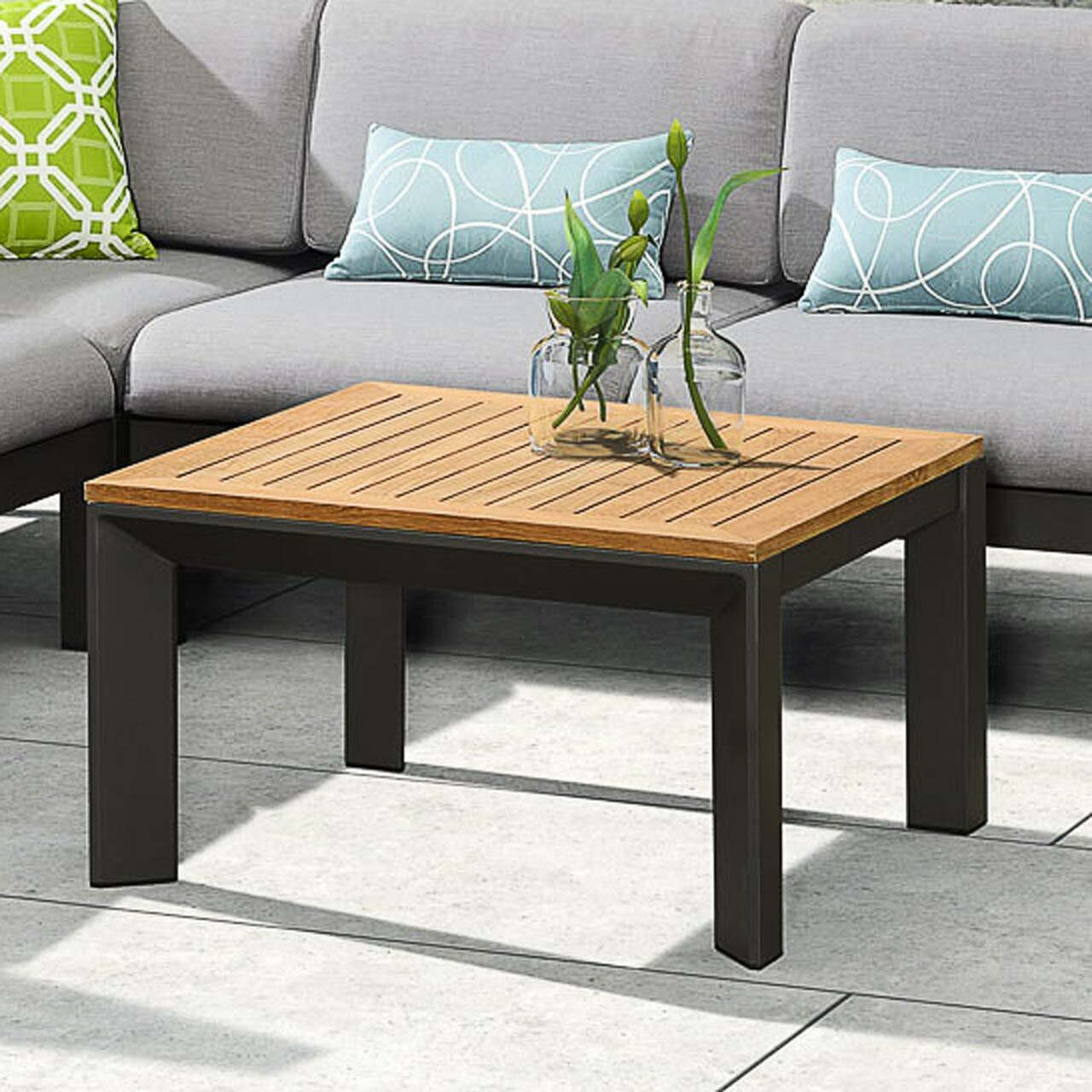 Harrier Luxury Garden Coffee Table [Charcoal/Teak] | Aluminium Patio Side Table | eBay UK