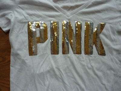 T-shirt Victoria's Secret PINK - Col V, Strass, édition Rare, Neuf Avec étiquettes