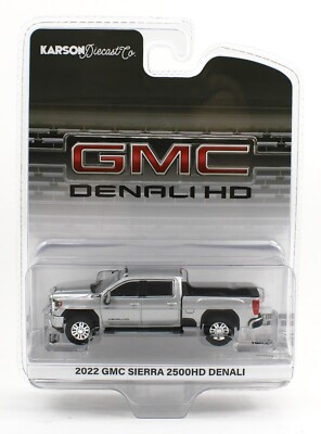 1:64 GreenLight *PAIR* Silver & Red 2022 GMC Sierra 2500HD Denali