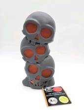 Halloween Blow Mold Light Up & Sound Skull Stack Tabletop Size Creepy Decor 