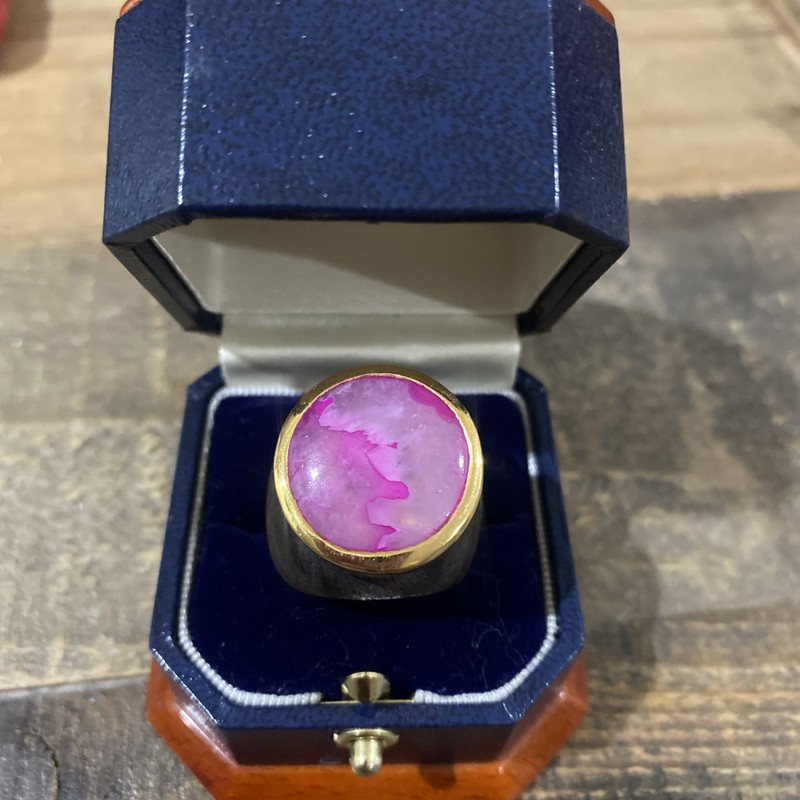 Rarities Carol Brodie Wood Ring Druzy Pink Size 7
