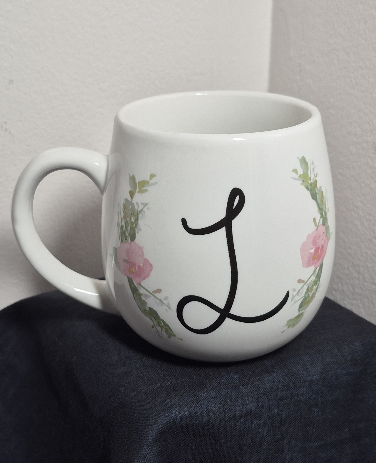 Prima Design Cursive Monogram Letter 'L' Coffee Mug 18 oz NWOT | eBay