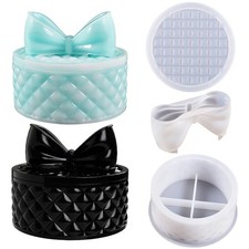Bows Storage Box Mold Round Resin Box Molds with Lids Jewellery Organizer Cas...