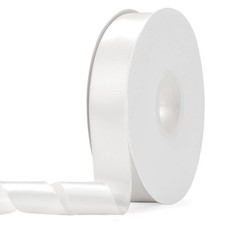 Double Faced Satin Ribbon 1 Inch x 50 Yards White Solid Fabric Gift Wrapping