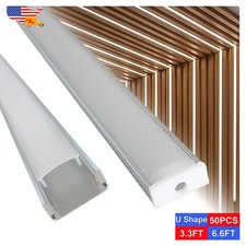 50 Pack 3.3FT/1M U Type Led Aluminum Channel With Frosted Cover For Led Strip
