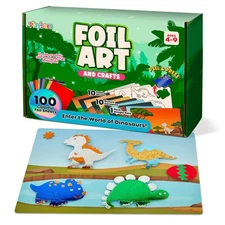 Playbees Foil Art Dinosaurs Arts and Crafts Kit Kids 3-9 DIY No Mes... Fast Ship