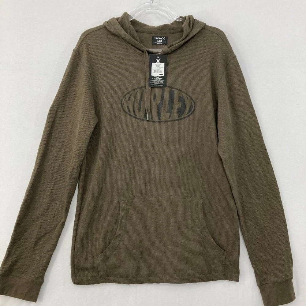 New Hurley size Large Thermal Waffle Knit Skate Surf Long Sleeve Hoodie