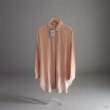 SMR Days Resort 2020 Lightweight Long Thigh Length Tunic Stripe Shirt M Peach