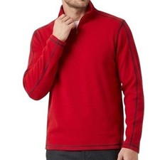St. Croix Sweater Men's Medium Red 1/4 Zip Mock Neck Knit Pullover Made In USA