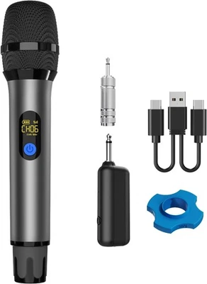 Micro sans Fil Professionnel en Métal, 50M UHF Système Microphone Dynamique sans - Photo 1/4
