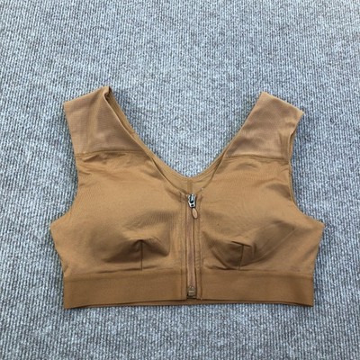 Tommie Copper Shoulder Support Sports Bra Womens Medium Brown Zip Front Znergy