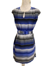 Banana Republic Striped Belted Dress & Elastic Waist Snap Belt, SZ 2,