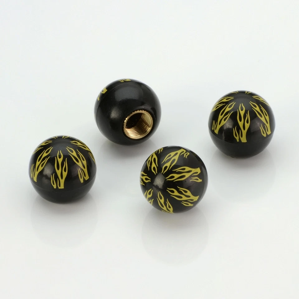 4x Tapas de válvula Válvula de neumático Bola Fuego Negro para subaru Foto 2 de 3