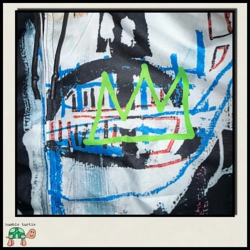 Members Only x Jean-Michel Basquiat All-Over Print Windbreaker | Size L | EUC image 5