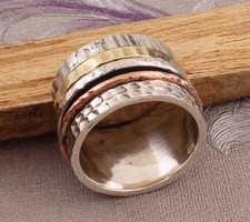 Solid 925 Silver Copper Brass Minimalist Healing Ring Handmade Unisex Thumb Ring