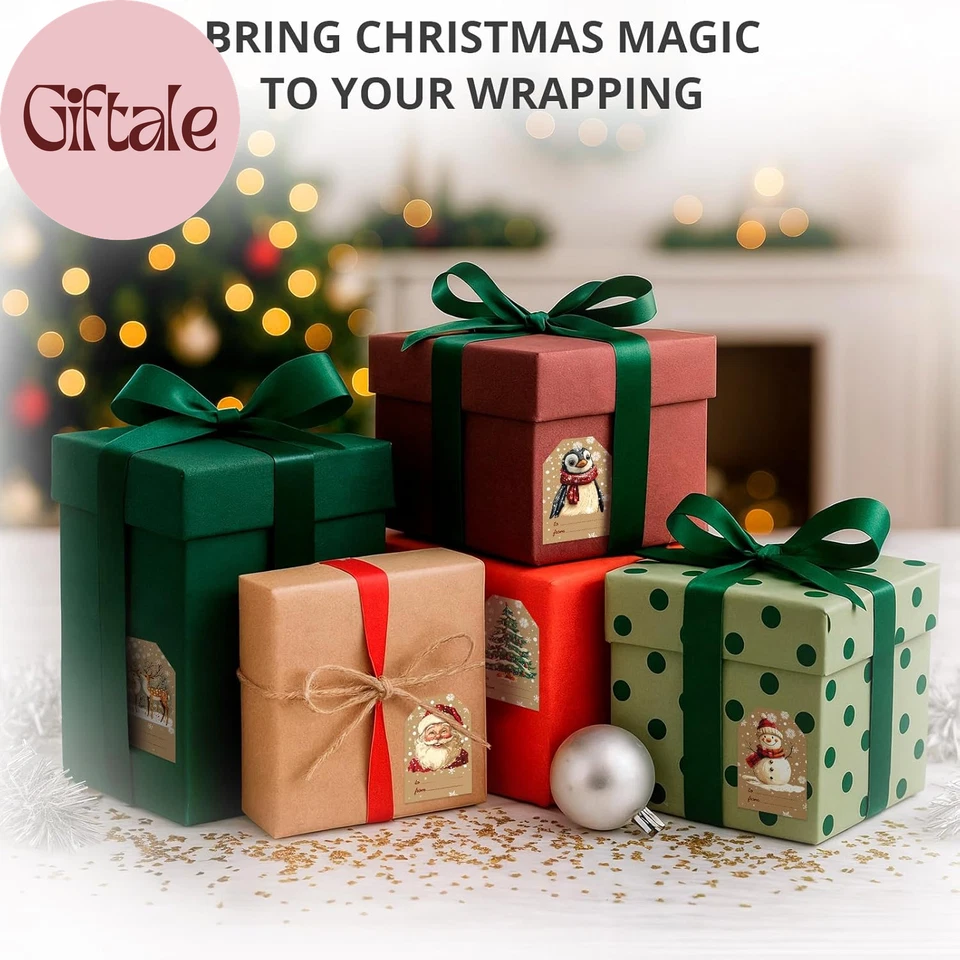 Рождественский подарок ярлыки 112 шт. - 3 X 2 в рождественской упаковке бумаги имя ярлыки - 5 ши - Изображение 3 из 4