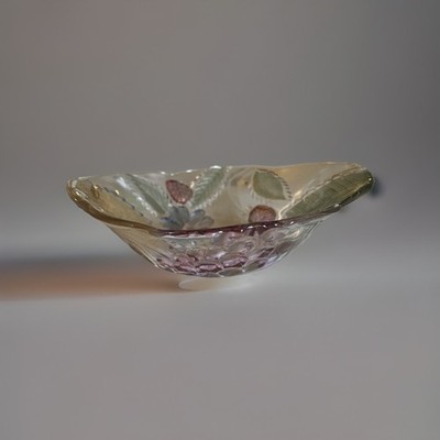 Mikasa Savoir Vive Crystal Oblong 7,5'' Cornucopia bowl Wild Orchard Decor