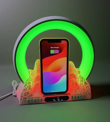 Wireless Charger Nachttisch Nachtlicht 15W Bluetooth Lautsprecher FM Radio App Steuerung