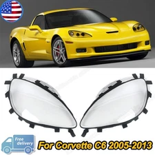 Pair Headlight Lens Covers w/ Gaskets UV Stop Coating For Corvette C6 2005-2013