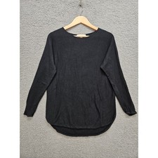 Michael Kors Sweater Medium Black Long Sleeve Crew Neck Curved Hem Pullover