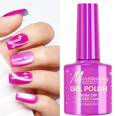 #ad #ad Jelly Cat Hot Pink Gel Nail Polish Glossy Cat Eye Magnetic Translucent amp; Gla $14.04