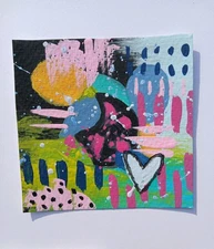 Abstract Painting Original Mixed Media Art 4x4in